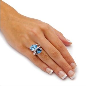 Palm Beach Boutique Silver Ring with blue topaz and aquamarine with  Crystals 8